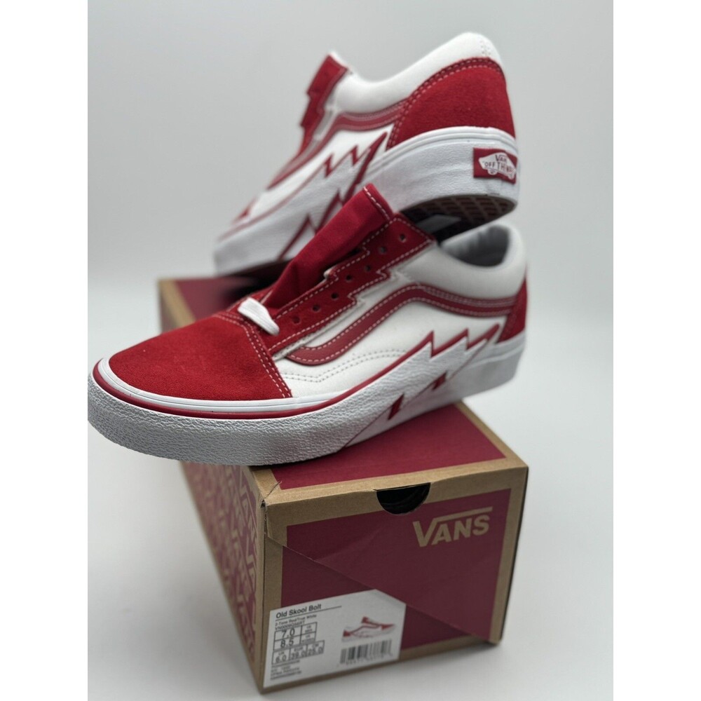 Vans Old Skool Bolt Shoes-Two Tone Red White-size 7 men’s, 8.5 women’s-NEW!!